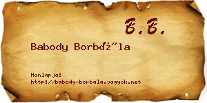 Babody Borbála névjegykártya